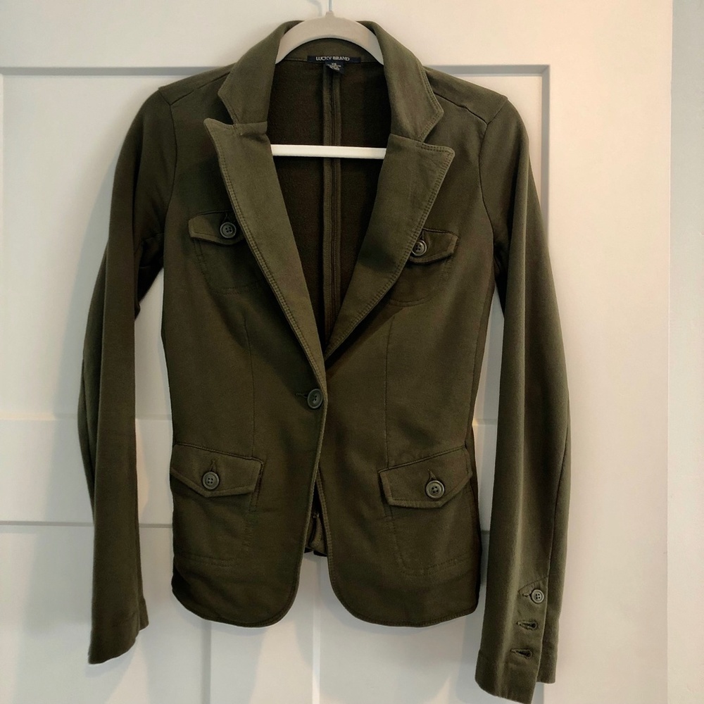 Lucky Brand Olive Green Knit Blazer